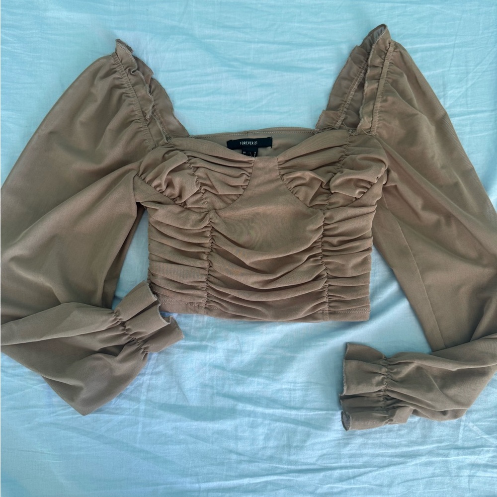 Forever 21 Elegant Tan Ruched Top